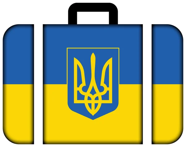 Flagge der Ukraine mit Wappen. Koffersymbol — Stockfoto