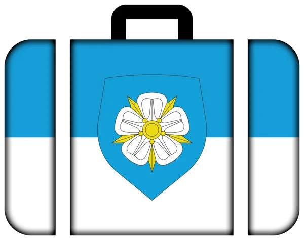 Bandera de Viljandi con Escudo de armas, Estonia. Icono de la maleta — Foto de Stock