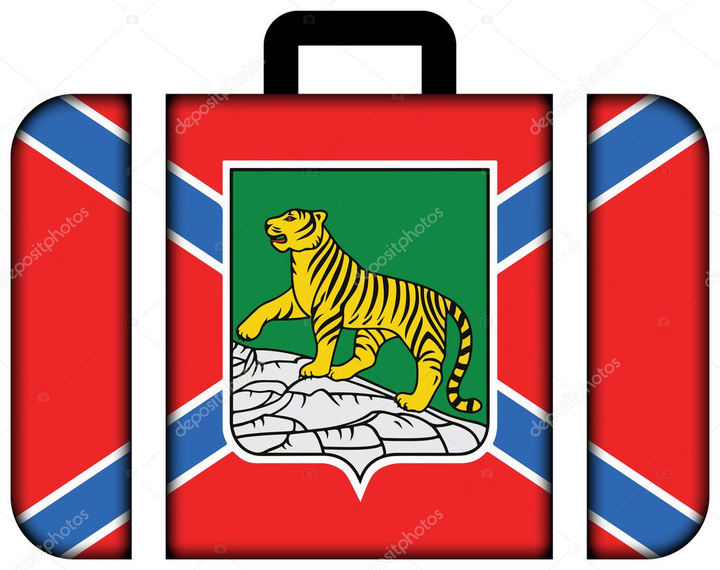 Flag of Vladivostok, Primorsky Krai, Russia. Suitcase icon