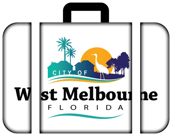 West Melbourne, Florida, Amerikai Egyesült Államok zászlaja. Bőrönd ikon — Stock Fotó