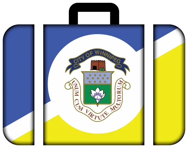 Flag of Winnipeg, Manitoba, Canada. Suitcase icon — Stock Photo, Image