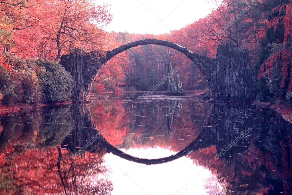 Arch Bridge in Kromlau. Amazing place in Germany