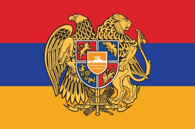 Flag of Armenia with Coat of Arms. Vector Format clipart