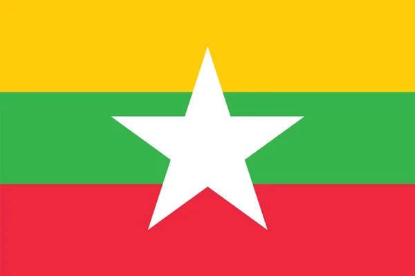 Vlajka Myanmaru (Barma). Vektorový formát — Stockový vektor