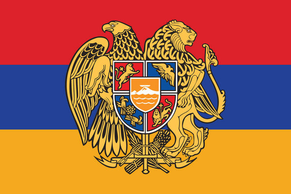 Flag of Armenia with Coat of Arms. Vector Format