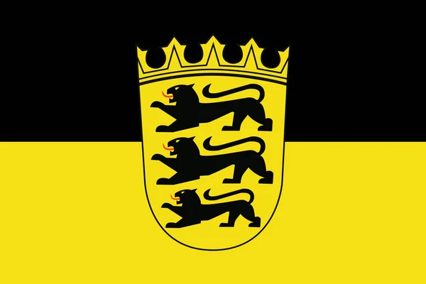 Bandiera di Baden-Wurttemberg con Stemma, Germania. Vettore per — Vettoriale Stock