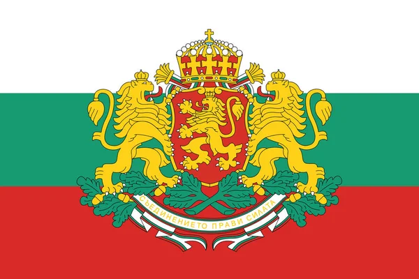 Bandeira da Bulgária com Brasão de armas. Formato vetorial — Vetor de Stock
