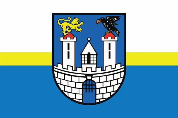 Fahne von Tschenstochau mit Wappen, Polen. Vektorformat — Stockvektor