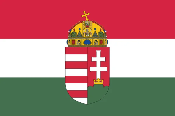 Прапор Угорщини з гербом. Векторний формат — стоковий вектор