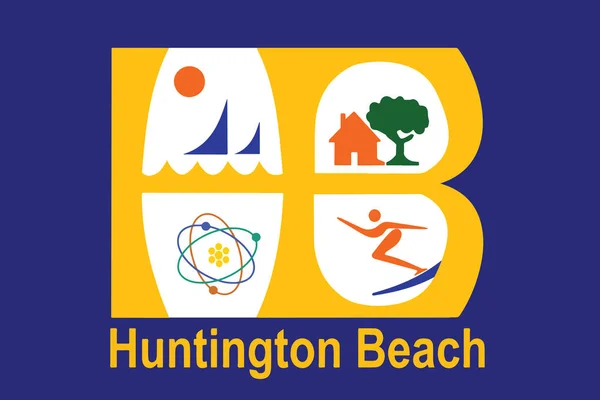 ハンティントンビーチ、カリフォルニア州、アメリカ合衆国の旗。ベクトル形式 — ストックベクタ
