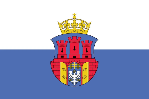 Bandera de Cracovia con Escudo de armas, Polonia. Formato vectorial — Archivo Imágenes Vectoriales