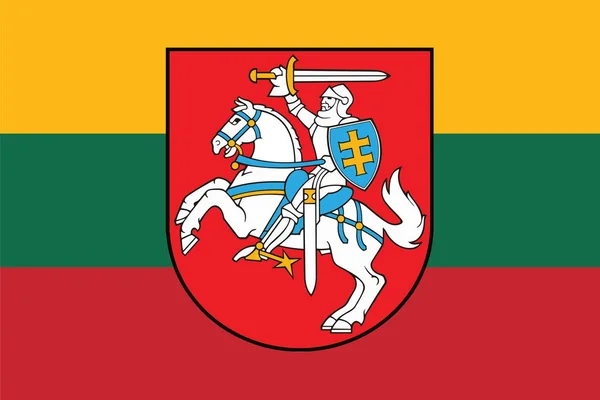 Flag of Lithuania with Coat of Arms. Vector Format — Stock Vector