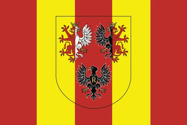 Флаг Лодзинского воеводства с гербом, Польша. Вектор — стоковый вектор