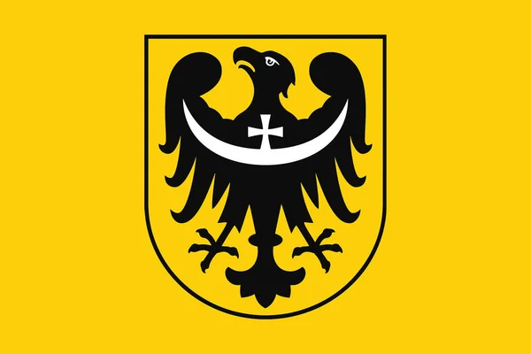 Bandera de Voivodato Silesia Inferior con Escudo de Armas, Polonia . — Vector de stock