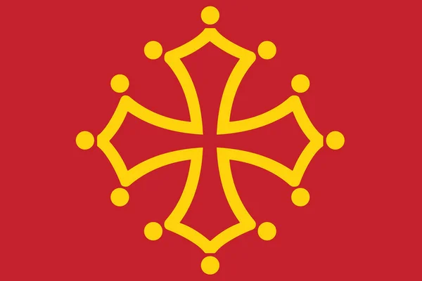 Flagga av regionen Midi-Pyrénées, Frankrike. Vektorformat — Stock vektor