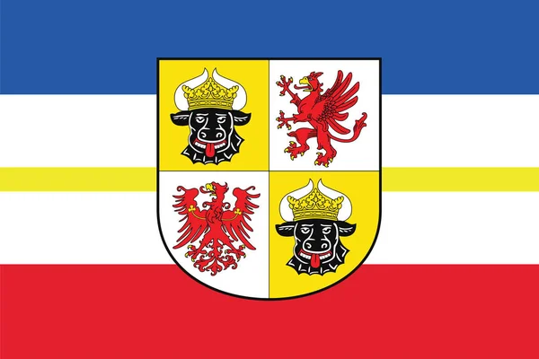 Flaga Meklemburgii-Pomorza z herbem, Niemcy — Wektor stockowy