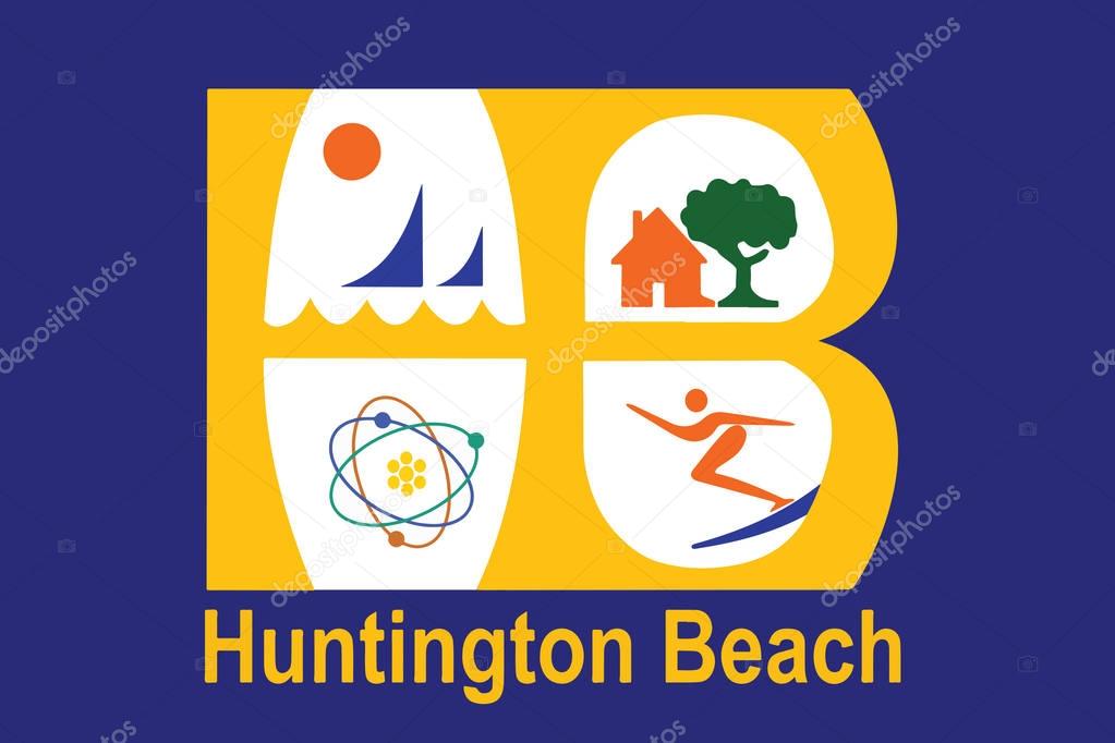 Flag of Huntington Beach, California, USA. Vector Format