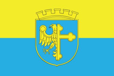 Flag of Opole with Coat of Arms, Poland. Vector Format clipart