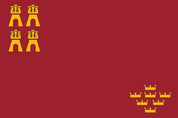 Bandeira da região de Murcia, Espanha. Formato vetorial —  Vetores de Stock