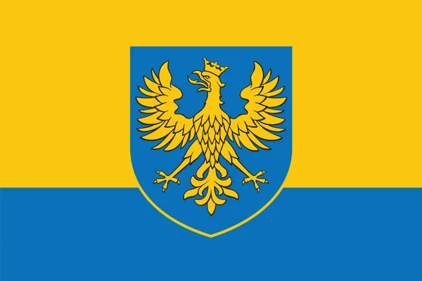 Flagga Opole vojvodskap med vapen, Polen. — Stock vektor