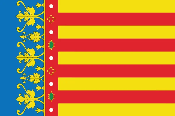 Bandeira da Comunidade Valenciana, Espanha. Formato vetorial — Vetor de Stock