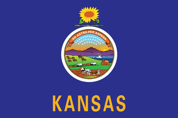 Kansas State flagga, Usa. Vektorformat — Stock vektor