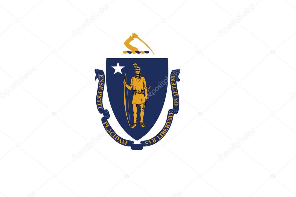 Massachusetts State Flag, USA. Vector Format