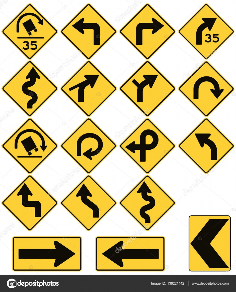 Road Signs In The United W1 Series: Curves And Ve Stock , 43% OFF