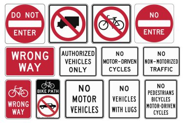 Amerika Birleşik Devletleri'nde yol işaretleri. R5 Serisi dışlayıcı. Vektör 