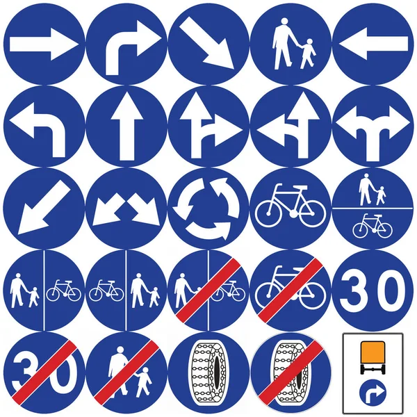 Road signs in Poland. Mandatory signs. Vector Format — Stock Vector