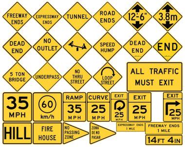 Amerika Birleşik Devletleri'nde yol işaretleri. Düşük izinleri, Danışma hızları
