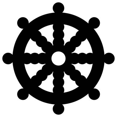 Dini işareti. Budizm. Dharmacakra. Vektör biçimi.