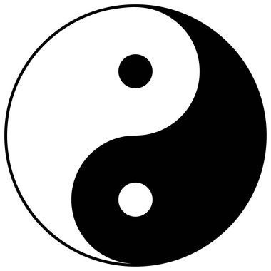 Dini işareti. Çin dinler. Yin Yang sembolü denge ve uyum. Vektör biçimi.