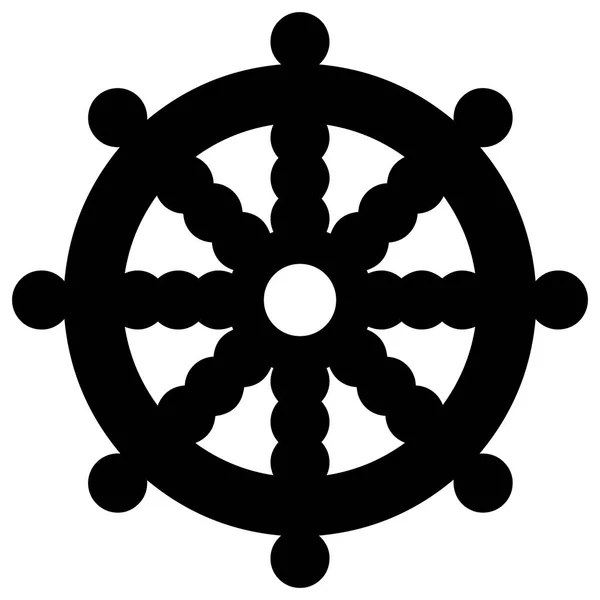 Signe religieux. Le bouddhisme. Dharmacakra. Format vectoriel . — Image vectorielle