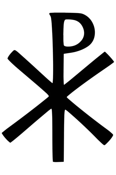Signo religioso. Cristianismo. El Labarum o símbolo Chi Rho. Las dos primeras letras de Cristo, en griego. Formato vectorial . — Archivo Imágenes Vectoriales