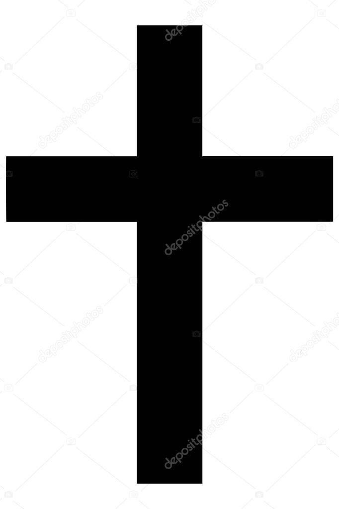 Religious sign. Christianity. The Christian cross is a symbol of Jesus Christs passion, shown is simple Latin cross. Vector Format.