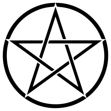 Dini işareti. Wicca ve Neopaganism. Beş köşeli yıldız. Vektör biçimi.