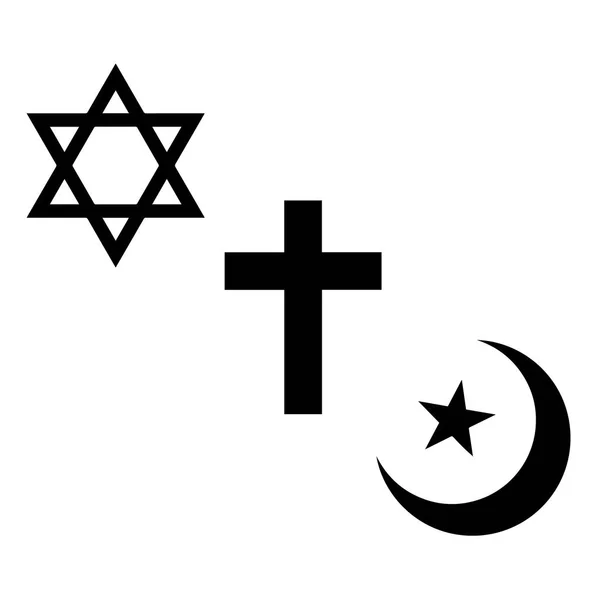 Religious signs. Christian, Jewish and Muslim symbols — Stock Vector