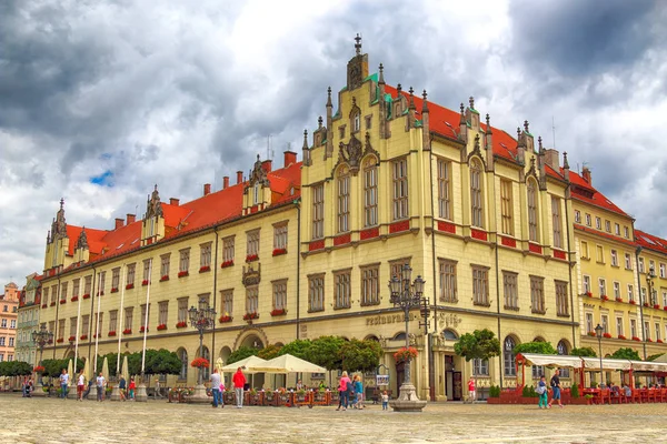 Wroclaw, Polonya - 13 Temmuz 2017: Wroclaw Old Town. Bir Avrupa'nın en renkli Pazar kareler ile şehir. Aşağı Silezya, Polonya, Avrupa'nın tarihsel başkenti.