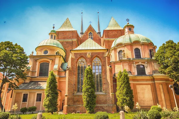 Wroclaw, Polonya - 18 Temmuz 2017: Wroclaw Old Town. Katedral adadır (Ostrow Tumski) şehrin en eski parçası. Tarihi binalar bir yaz gününde. Aşağı Silezya, Polonya, Avrupa'nın başkenti.