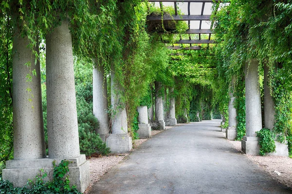 Wroclaw, Polen - 04 augusti 2017. Pergola - en 640 meter lång struktur byggd 1913 i form av en halv ellips som en integrerad del av mässområdet Centennial hallar. — Stockfoto