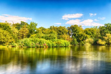 Wroclaw, Polonya - 07 Ağustos 2017: Wroclaw South Park'ta şehrin güneyinde yoktan 1877 yılında yaptırılmıştır. Hugo Richter ve Ferdinand Cohn çayırlar ve büyük bir su birikintisi bir park yaratmıştı.