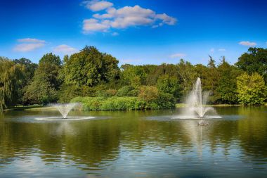 Wroclaw, Polonya - 07 Ağustos 2017: Wroclaw South Park'ta şehrin güneyinde yoktan 1877 yılında yaptırılmıştır. Hugo Richter ve Ferdinand Cohn çayırlar ve büyük bir su birikintisi bir park yaratmıştı.
