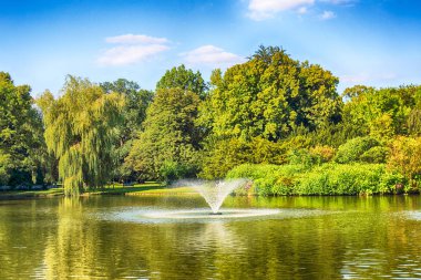 Wroclaw, Polonya - 07 Ağustos 2017: Wroclaw South Park'ta şehrin güneyinde yoktan 1877 yılında yaptırılmıştır. Hugo Richter ve Ferdinand Cohn çayırlar ve büyük bir su birikintisi bir park yaratmıştı.