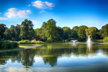 Wroclaw, Polonya - 07 Ağustos 2017: Wroclaw South Park'ta şehrin güneyinde yoktan 1877 yılında yaptırılmıştır. Hugo Richter ve Ferdinand Cohn çayırlar ve büyük bir su birikintisi bir park yaratmıştı.