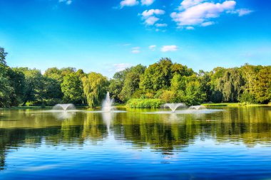 Wroclaw, Polonya - 07 Ağustos 2017: Wroclaw South Park'ta şehrin güneyinde yoktan 1877 yılında yaptırılmıştır. Hugo Richter ve Ferdinand Cohn çayırlar ve büyük bir su birikintisi bir park yaratmıştı.