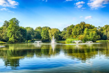 Wroclaw, Polonya - 07 Ağustos 2017: Wroclaw South Park'ta şehrin güneyinde yoktan 1877 yılında yaptırılmıştır. Hugo Richter ve Ferdinand Cohn çayırlar ve büyük bir su birikintisi bir park yaratmıştı.