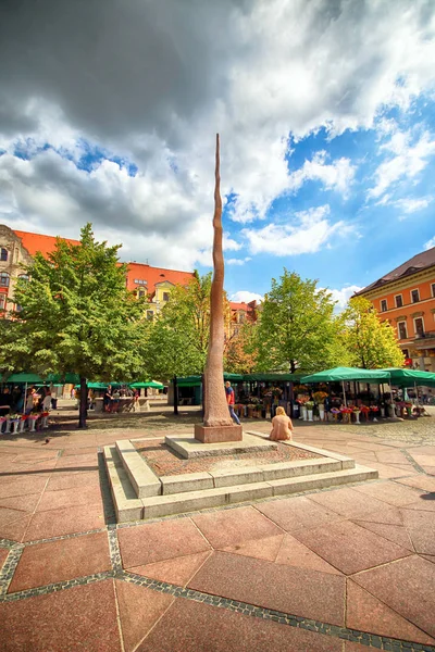 Wroclaw, Polonya - 23 Ağustos 2017: Wroclaw Old Town. Tuz Meydanı. Bir Avrupa'nın en renkli Pazar kareler ile şehir. Aşağı Silezya, Polonya, Avrupa'nın tarihsel başkenti. — Stok fotoğraf