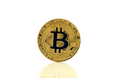 Bitcoin 'in fiziksel versiyonu, yeni sanal para. Dünya çapında kripto para birimi ve dijital ödeme sistemi için kavramsal görüntü ilk merkezi olmayan dijital para birimi olarak adlandırılır..