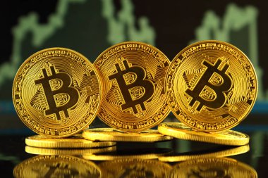 Wroclaw, Polonya - 14 Ekim 2017: Bitcoin, yeni sanal para yüksek ilgi.